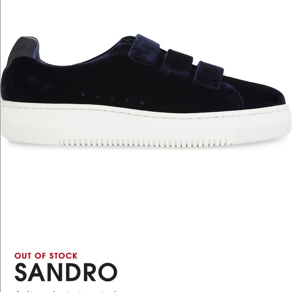 Blue velvet Velcro strap Sandro Paris Sneakers - Picture 3 of 8
